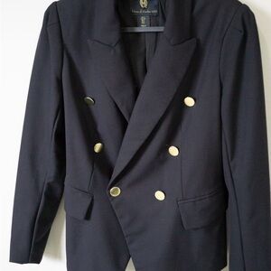 House of Harlow 1960 Double-Breasted Black Blazer with Gold Buttons